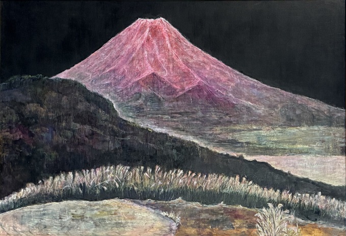 絵画　油彩画　日没　８号　鄭義富作　韓国アーティスト　共箱　S1017KG 国立現代美術館